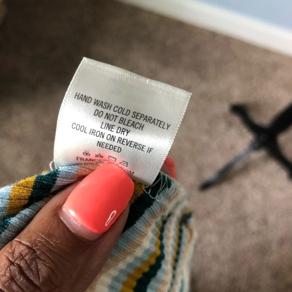 ALYA | Striped Ribbed Dress V-Neck Dress Sz M - Picture 8 of 8